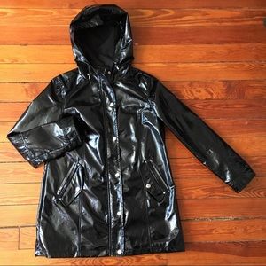 Nasty Gal Black Vinyl Raincoat Sz M/8